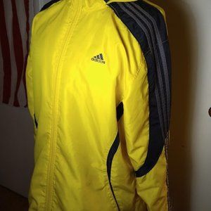 Adidas Yellow Hooded Windbreaker - Mens Large